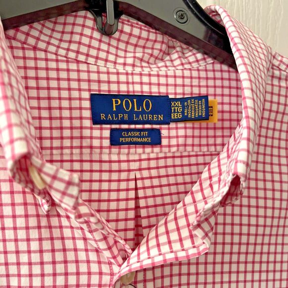 Polo Ralph Lauren Men's XXL Pink Check Long Sleeve Button Down Performance - Picture 3 of 12